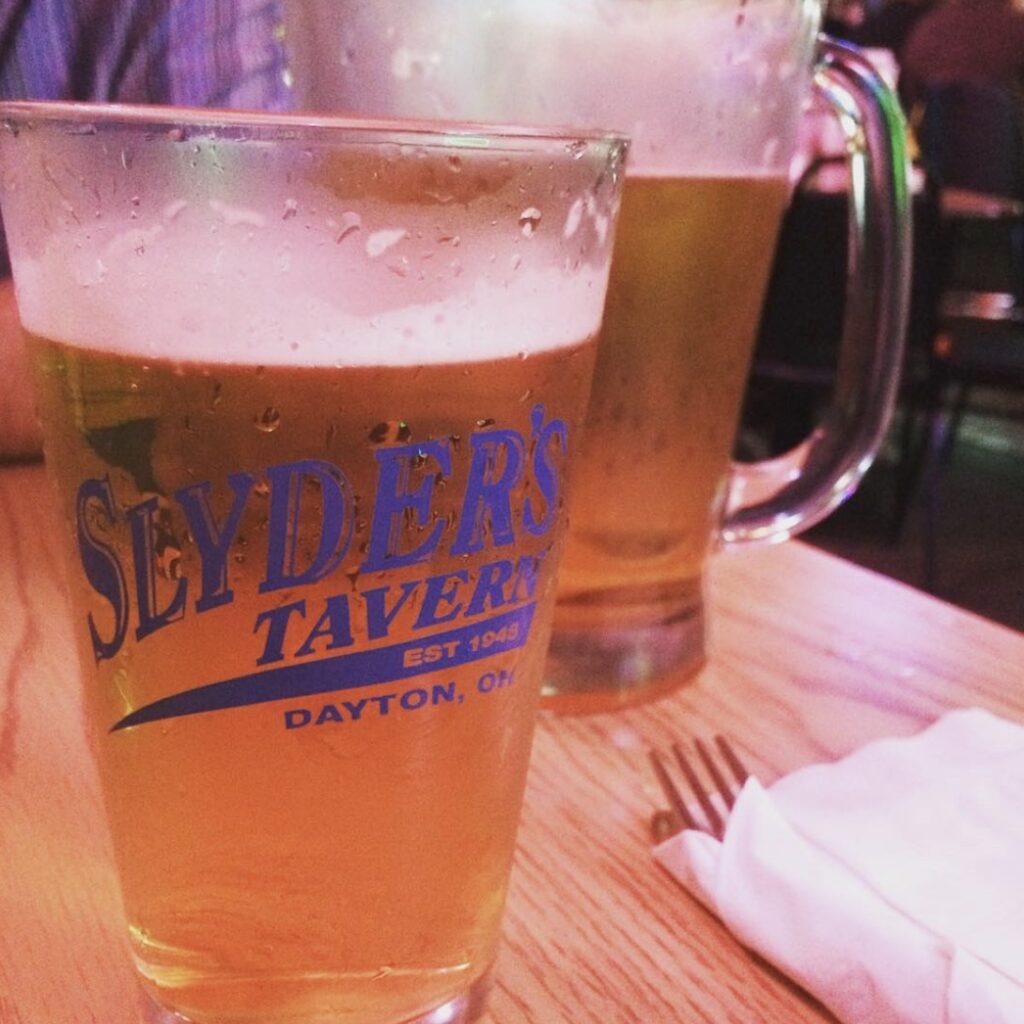 Slyder's beer pitcher and glass Dayton Ohio