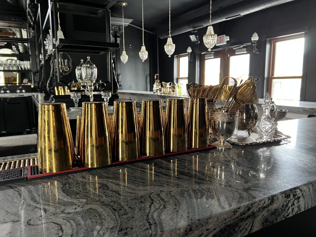 Gold barware at Manna Uptown