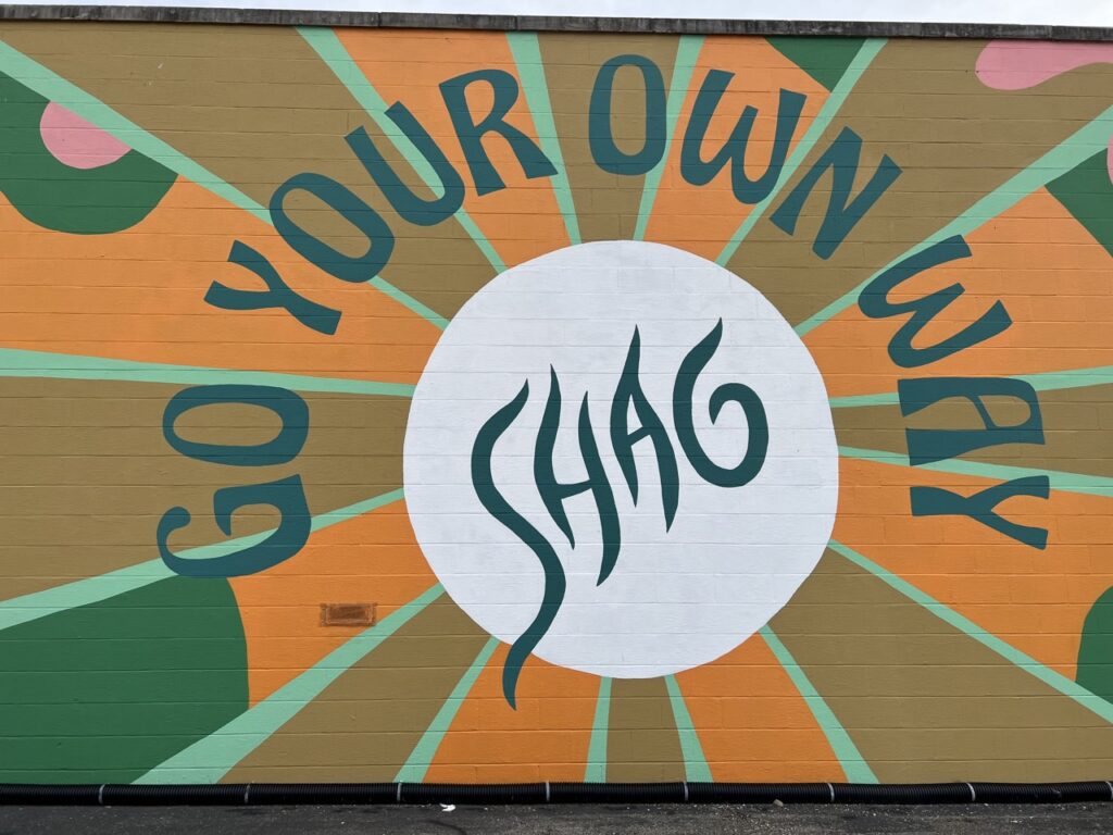 Exterior wall mural at SHAG Studios in Dayton
