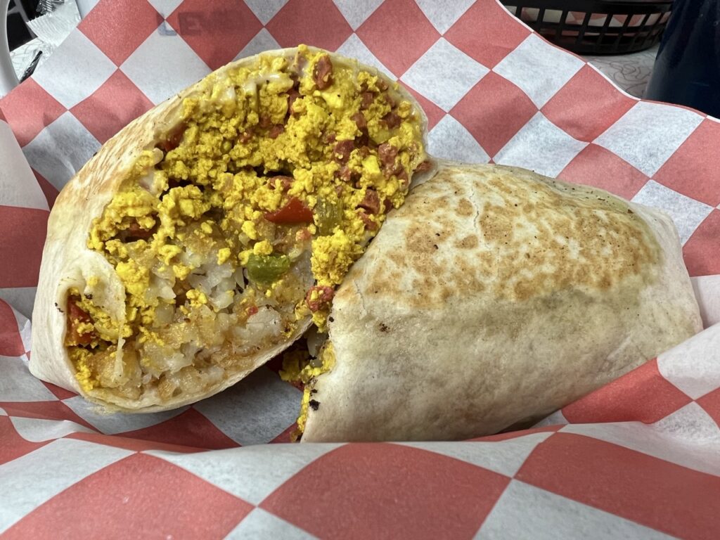 Vegan breakfast burrito from Ugly Duckling in Dayton