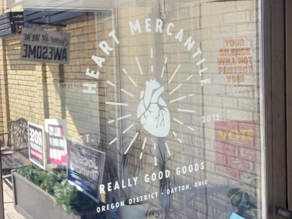 Front door of Heart Mercantile Dayton, Ohio