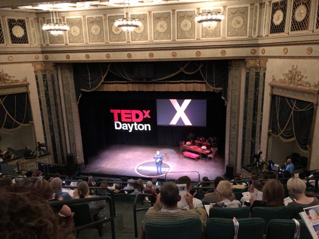 The stage of TEDxDayton 2019 in Dayton, Ohio