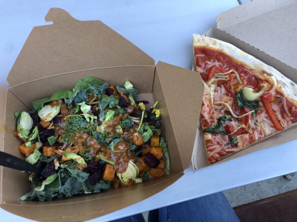 Whole Foods pizza and salad in Dayton, Ohio