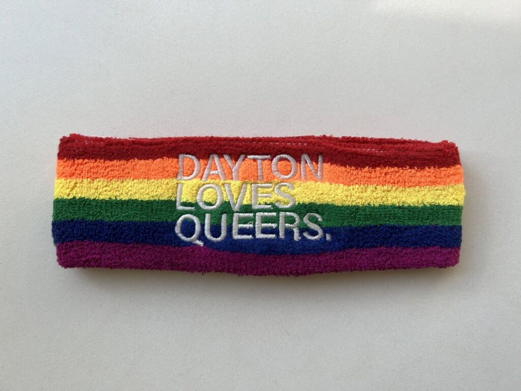 Rainbow pride sweatband from Barrel House in Dayton, Ohio