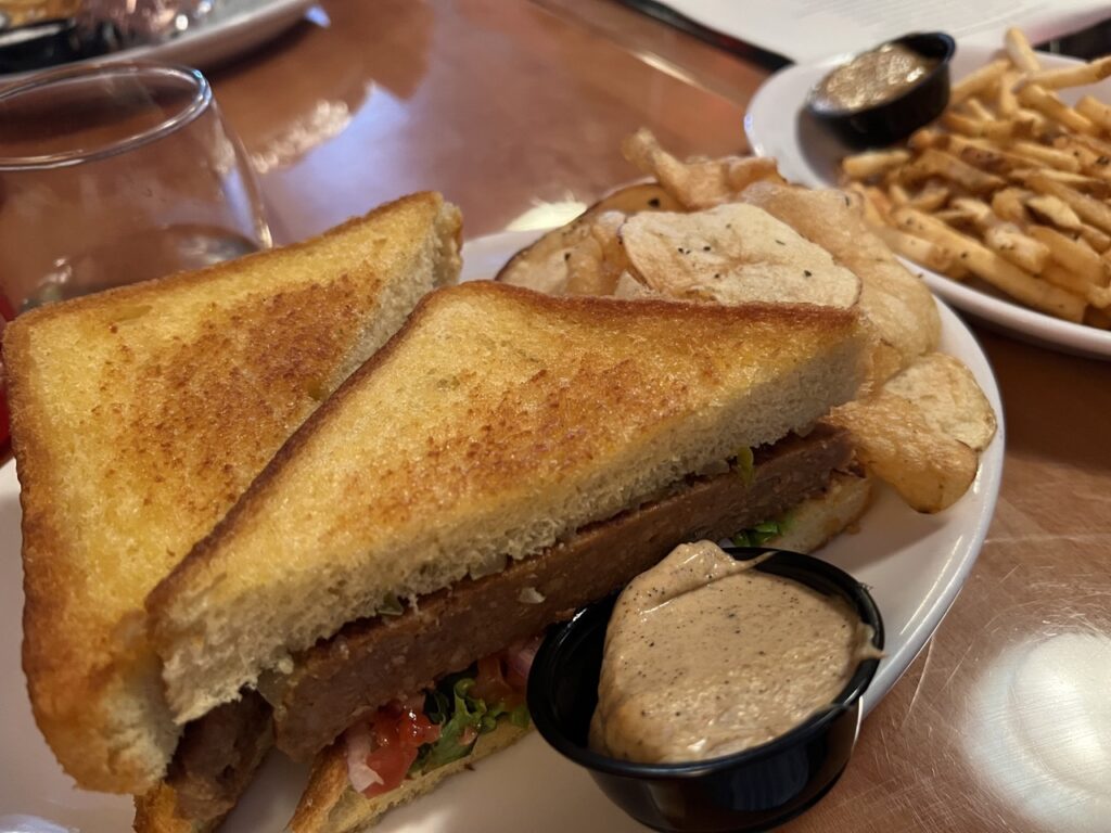 Vegan meatloaf sandwich at Lucky's in Dayton