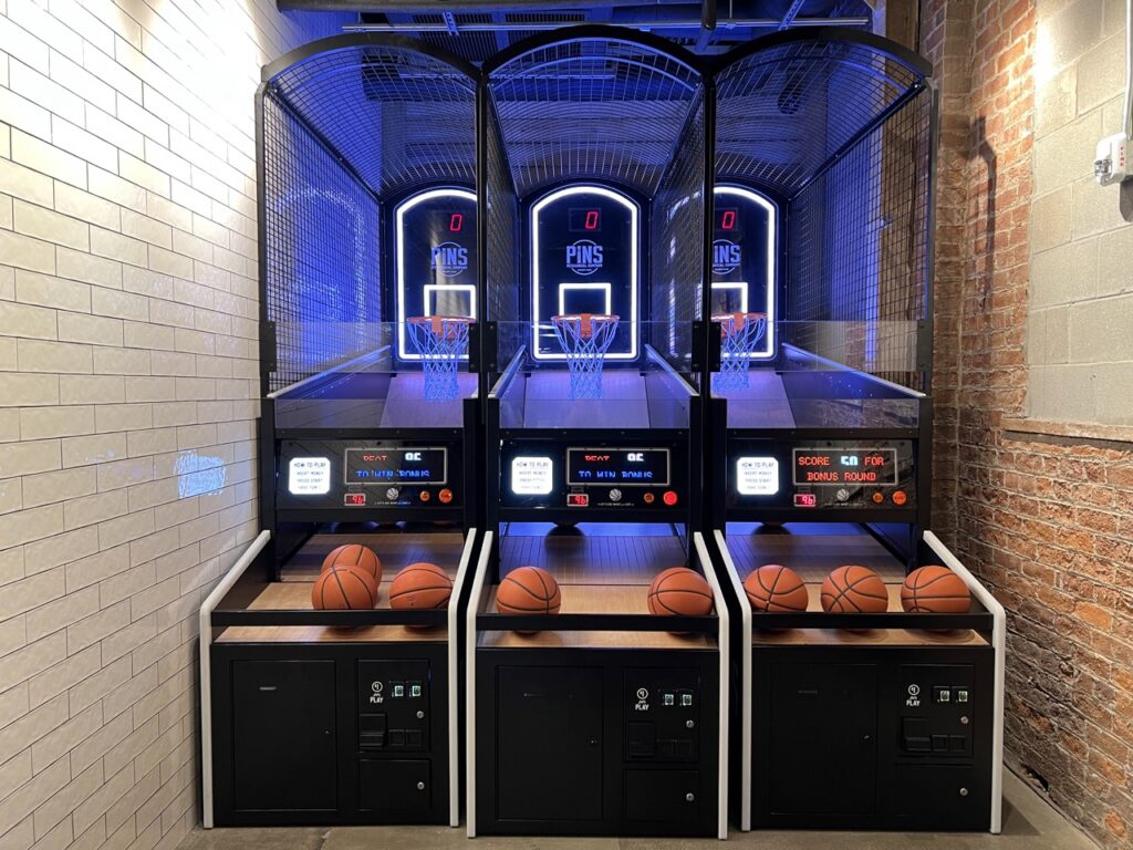 Basketball arcade games at Pins Mechanical Dayton