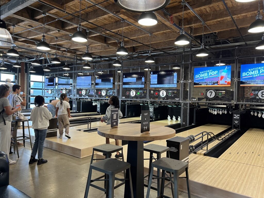Duckpin bowling lanes at Pins Mechanical Dayton