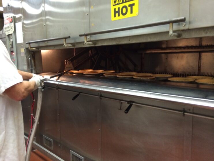 Frisch's Commissary filling pumpkin pies